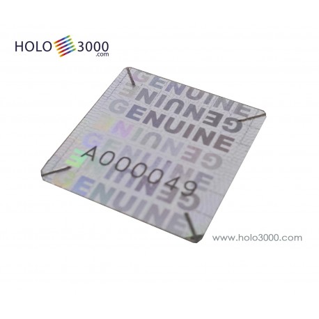 Hologram sticker Destructible, Numbered "GENUINE" 18x18mm (1x245 pcs)