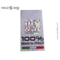 CERTIFIX textile label "100% Made in Italy" with numbered hologram 30x55 mm (200 pcs)